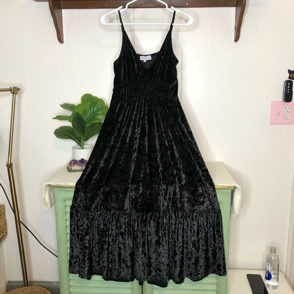 Rebecca Minkoff Womens Mazy V-neck Sleeveless Velvet Maxi Dress Medium